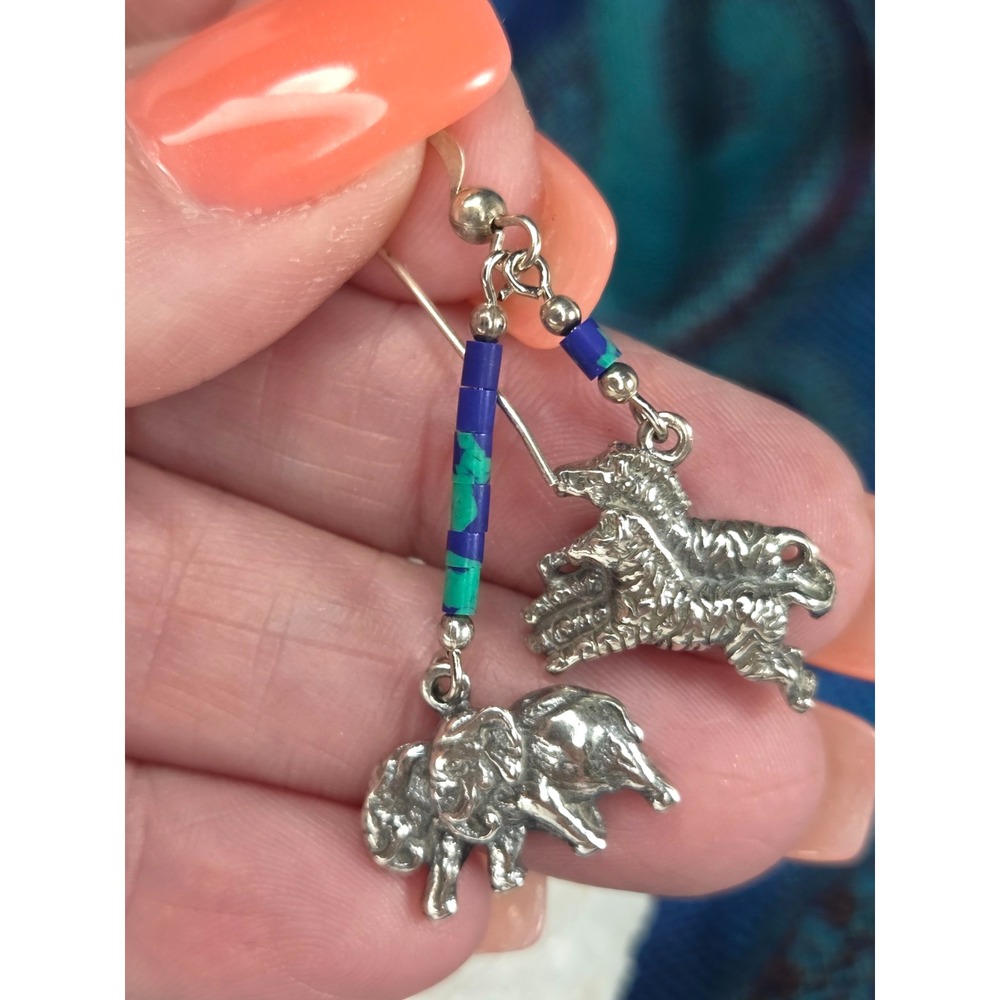 RARE Dakota West Schube Sterling Silver Animal Pairs Noah's Ark Earrings 925 1.5 - Picture 9 of 13